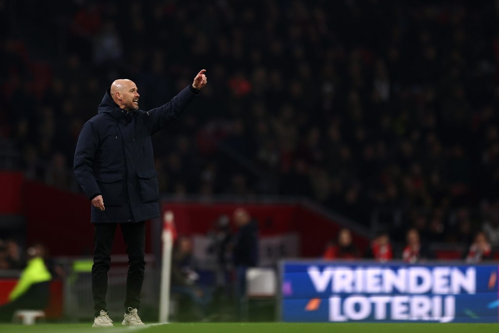 Erik Ten Hag is set to meet the Manchester United board again this week. (Photo by Dean Mouhtaropoulos/Getty Images)