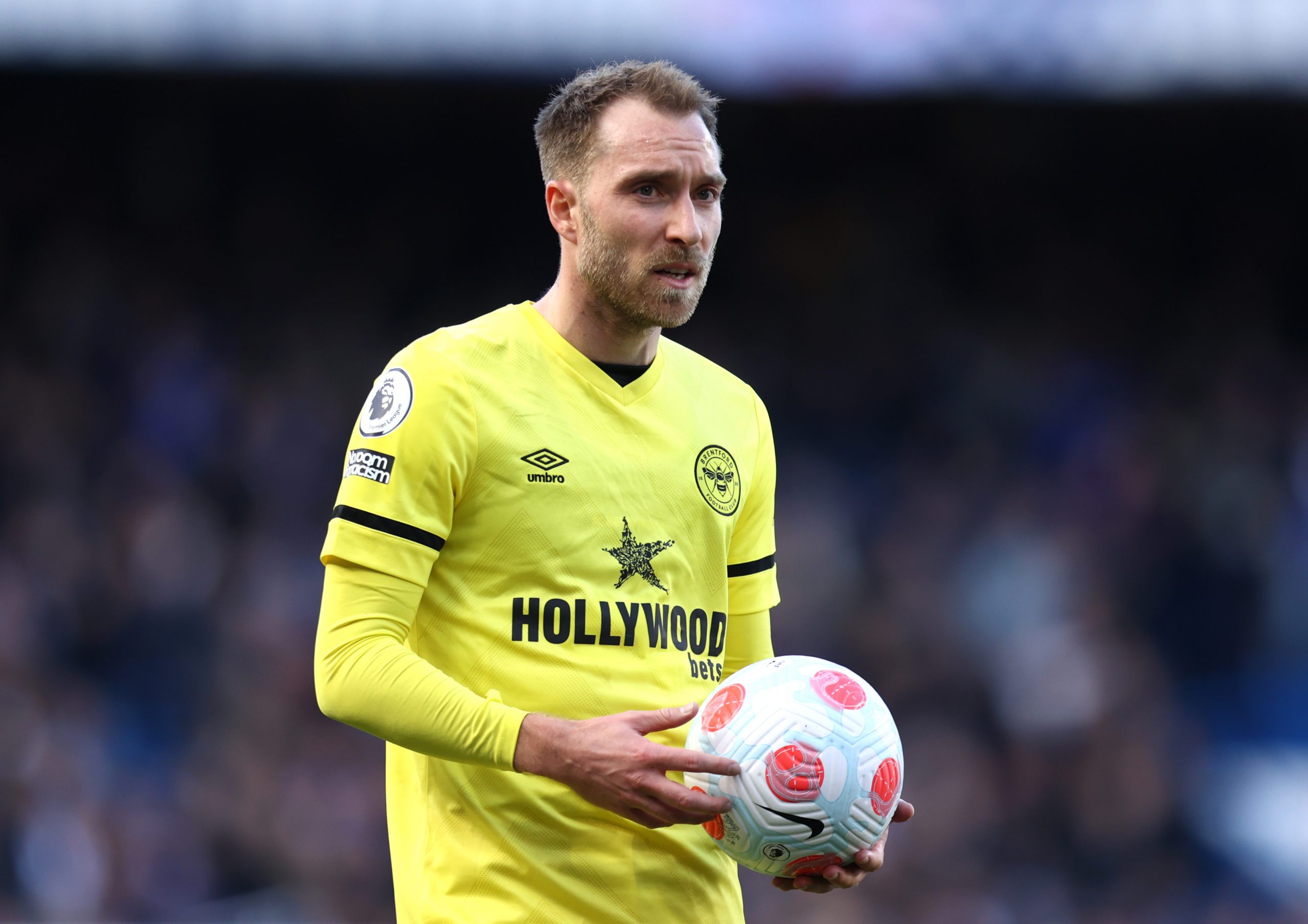 Christian Eriksen of Brentford in action against Chelsea. (Photo by Alex Pantling/Getty Images)