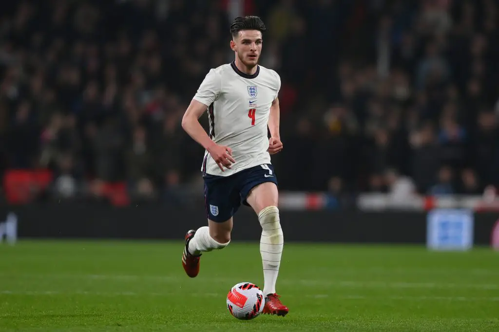 Declan Rice has been linked to a Manchester United move in the summer. (Photo by Mike Hewitt/Getty Images)