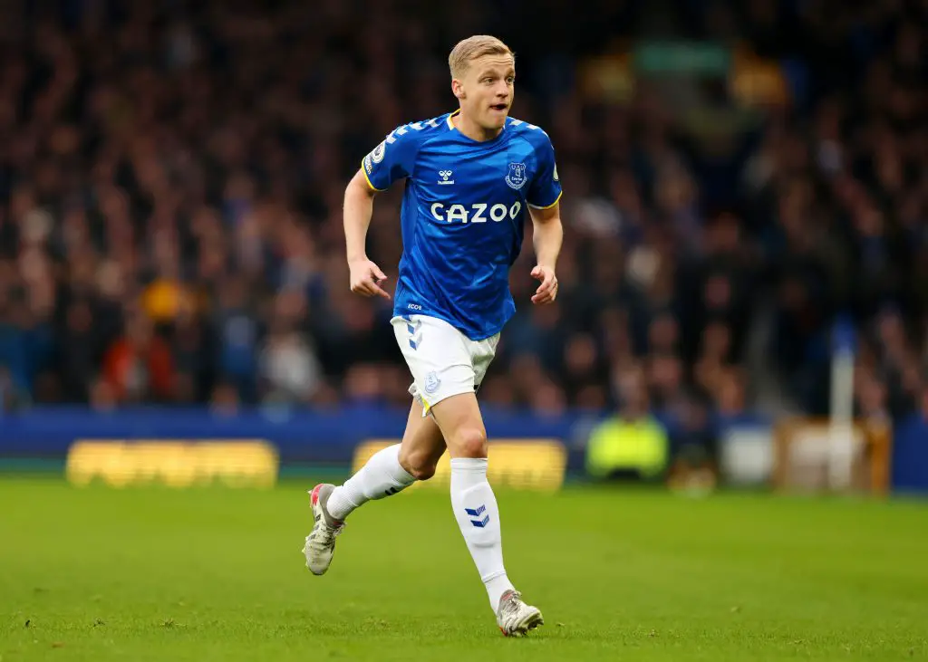 Manchester United star Donny van de Beek eyes summer move to AS Roma. (Photo by Marc Atkins/Getty Images)