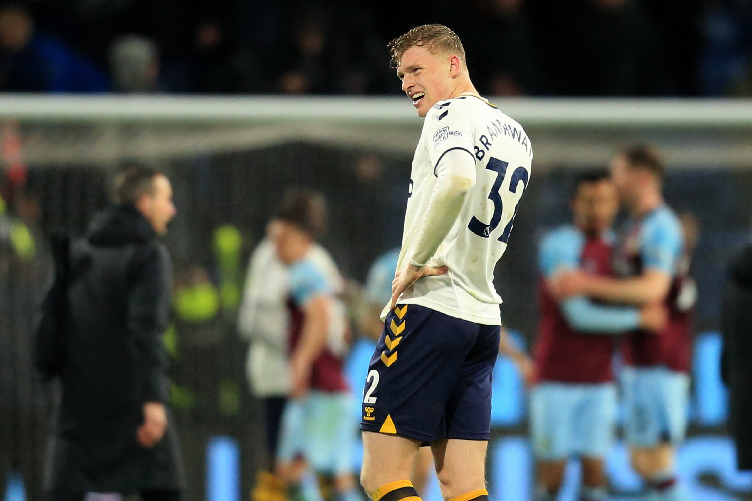 Manchester United want Everton's Jarrad Branthwaite. (Photo by LINDSEY PARNABY/AFP via Getty Images)