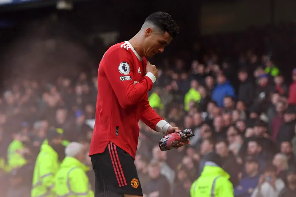 Merseyside Police starts investigation on Cristiano Ronaldo rage incident after Manchester United vs Everton.  (Photo by ANTHONY DEVLIN/AFP via Getty Images)