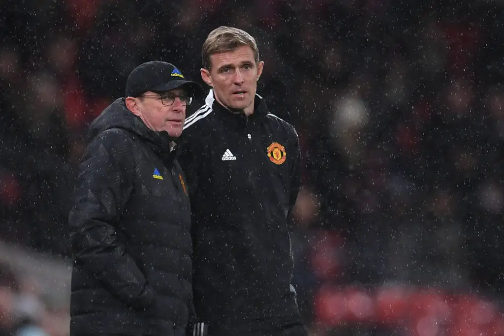 Manchester United interim head coach Ralf Rangnick has an issue with Darren Fletcher shouting instructions during games. (Photo by Paul ELLIS / AFP) (Photo by PAUL ELLIS/AFP via Getty Images)