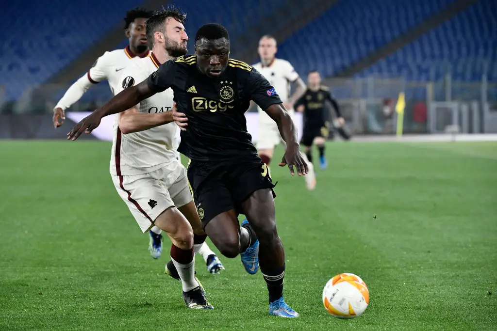 RB Leipzig star Brian Brobbey jokingly made a transfer plea to new Manchester United boss Erik ten Hag. (Photo by Filippo MONTEFORTE / AFP) (Photo by FILIPPO MONTEFORTE/AFP via Getty Images)