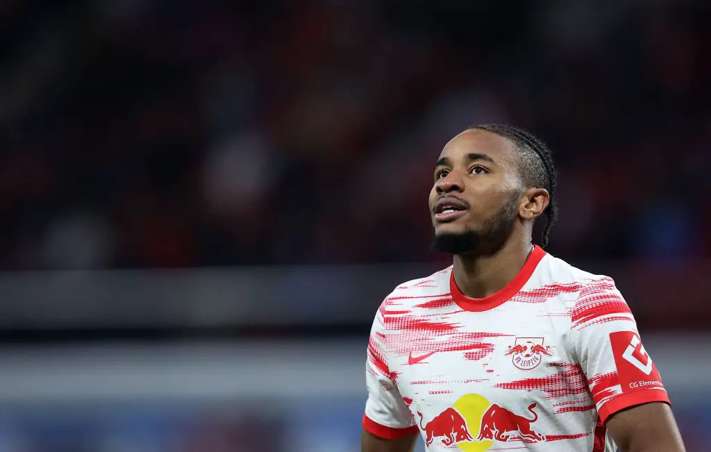 Manchester United target Christopher Nkunku extends his contract at RB Leipzig. (Photo by RONNY HARTMANN/AFP via Getty Images)