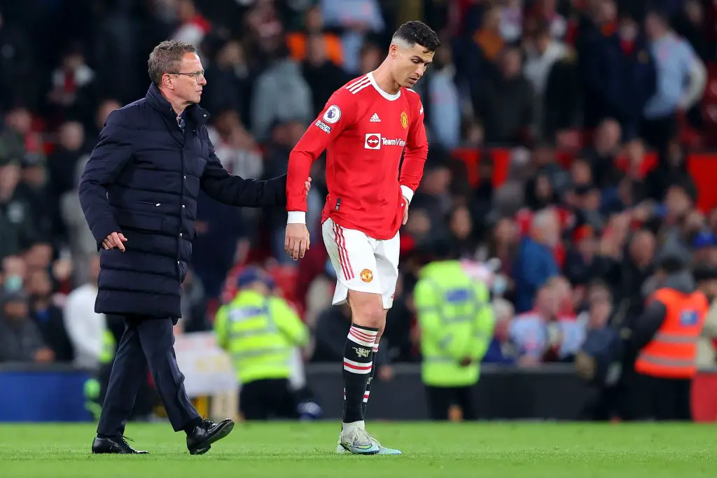 Ralf Rangnick said Cristiano Ronaldo was not a pressing monster for Manchester United. (Photo by Alex Livesey/Getty Images)