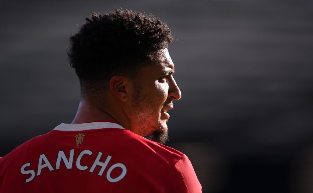Jadon Sancho could be ruled out for the season for Manchester United due to a tonsillitis issue. (Photo by Laurence Griffiths/Getty Images)