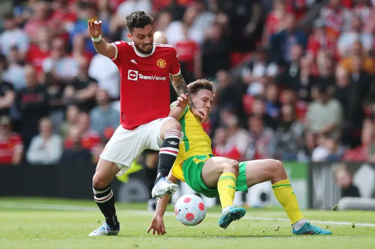 Alex Telles in action for Manchester United against Norwich. (Photo by Jan Kruger/Getty Images)