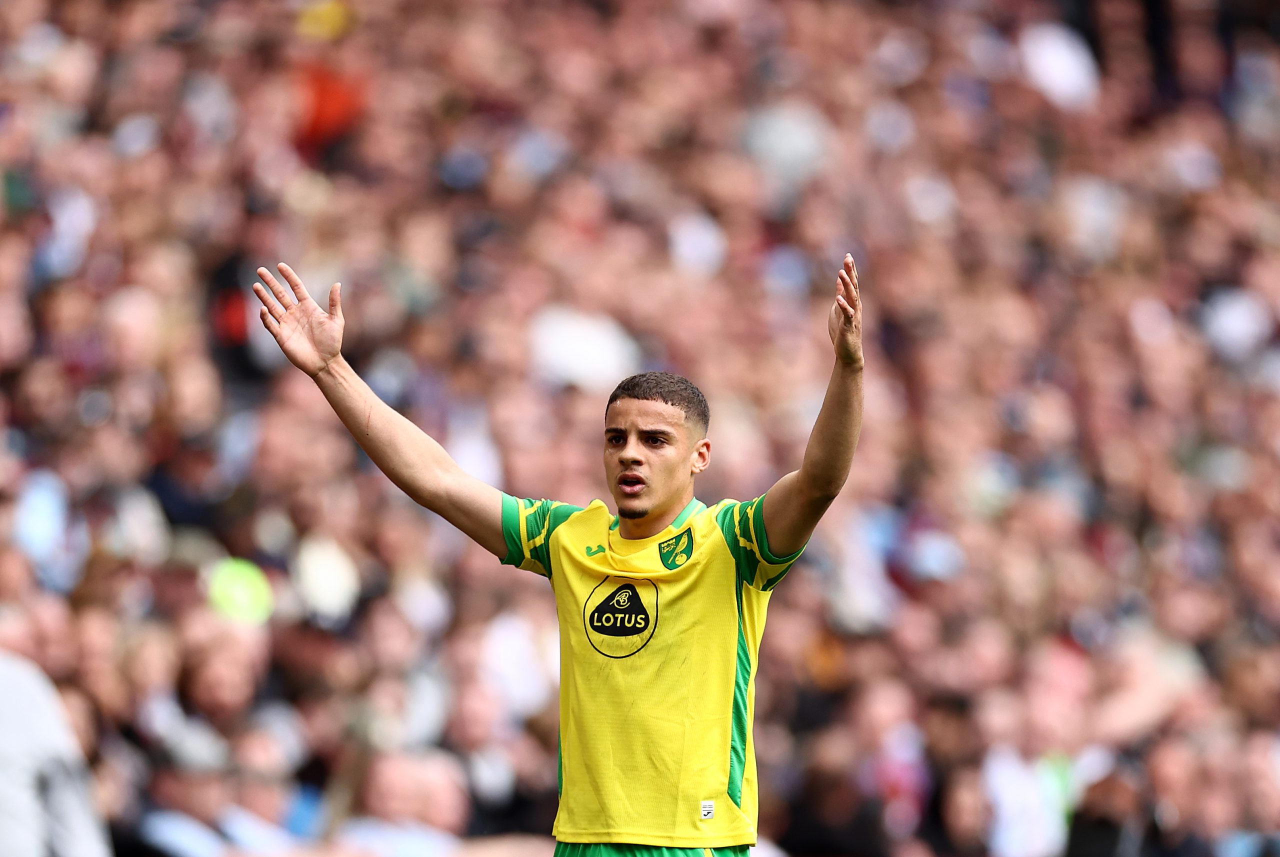 Max Aarons in action for Norwich City. (Photo by Ryan Pierse/Getty Images)