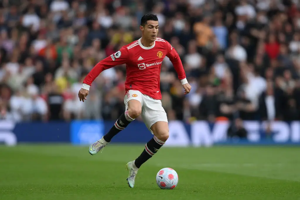 Cristiano Ronaldo of Manchester United in action against Brighton. (Photo by Mike Hewitt/Getty Images)