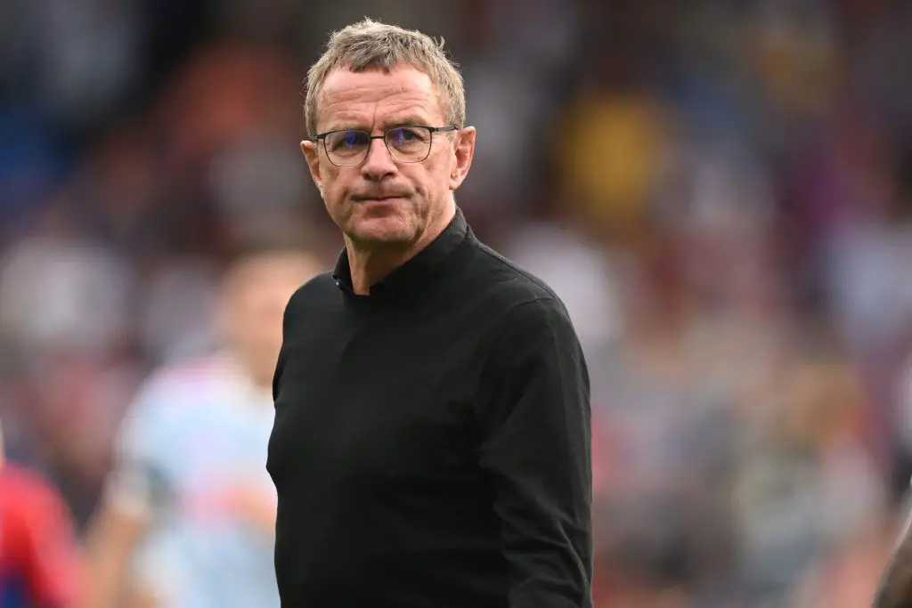 Interim manager Ralf Rangnick provides details on recruitment plans being pursued by Manchester United in the summer. (Photo by JUSTIN TALLIS/AFP via Getty Images)
