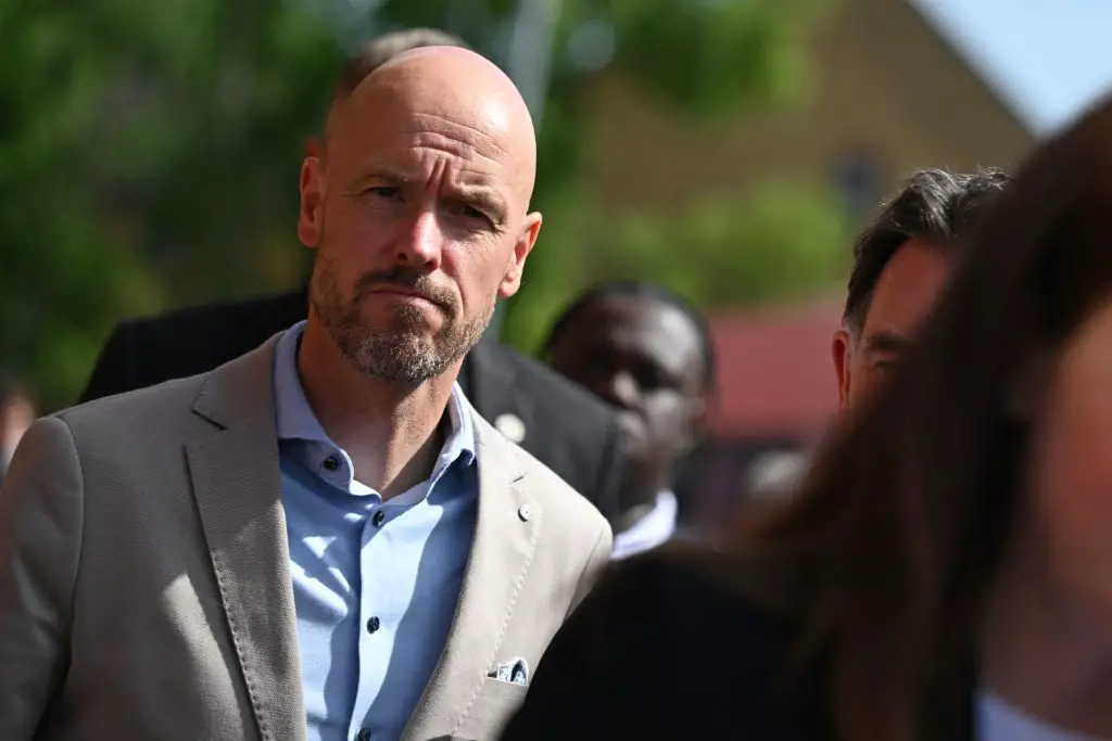 New Manchester United manager Erik ten Hag looking to end the successful eras of rivals Manchester City and Liverpool.  (Photo by JUSTIN TALLIS/AFP via Getty Images)