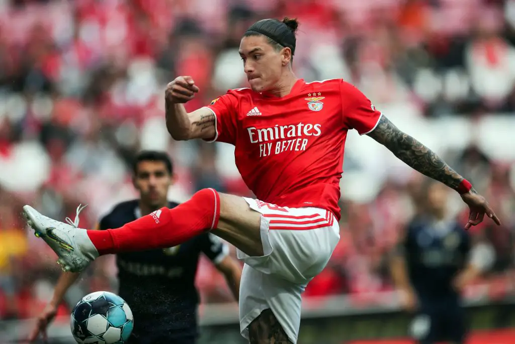 Manchester United continue to pursue Benfica striker Darwin Nunez despite failure to qualify for the Champions League.  (Photo by CARLOS COSTA/AFP via Getty Images)