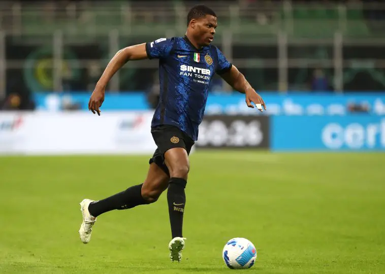 Denzel Dumfries in action for Inter Milan.