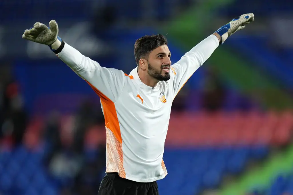 Manchester United enquire about the availability of Valencia goalkeeper Giorgi Mamardashvili. (Photo by Angel Martinez/Getty Images)