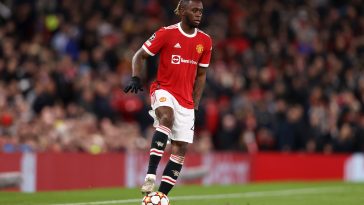 Aaron Wan-Bissaka of Manchester United in action during the UEFA Champions League group F match against Atalanta. (Photo by Naomi Baker/Getty Images)