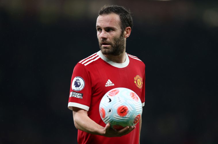 Juan Mata of Manchester United looks on during the Premier League match vs Brentford. (Photo by Naomi Baker/Getty Images)