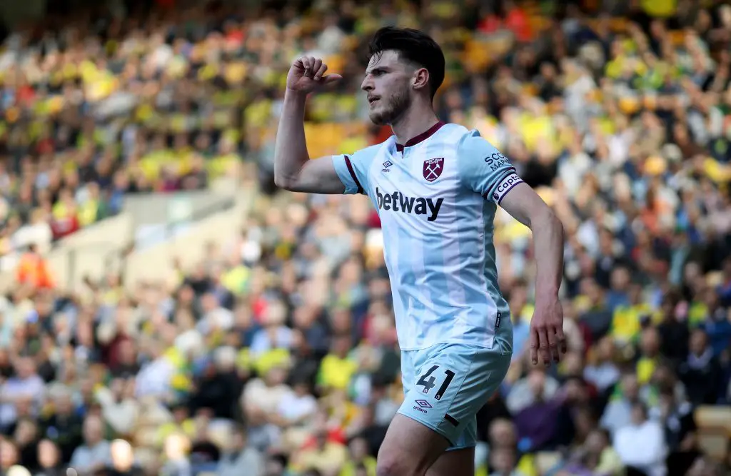 Manchester United target Declan Rice has a gentleman's agreement with West Ham Utd to stay for one more season. (Photo by Paul Harding/Getty Images)