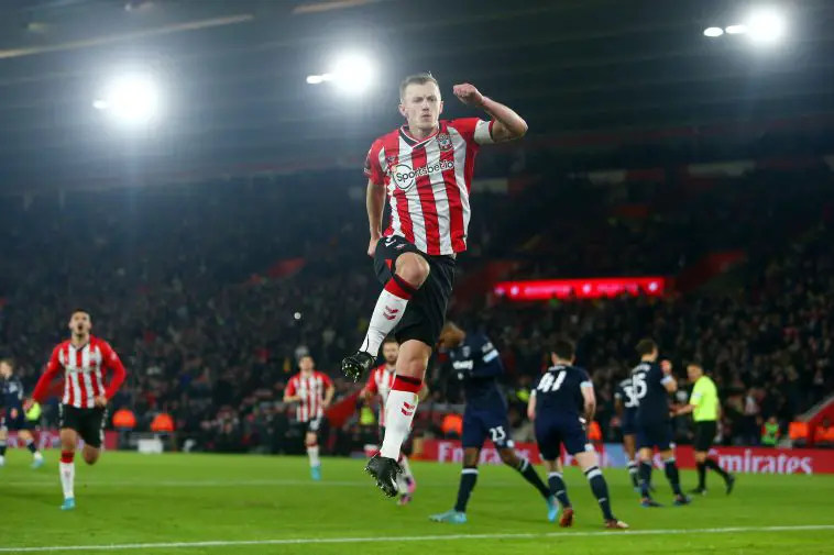 James Ward-Prowse of Southampton celebrates after scoring. (Photo by Charlie Crowhurst/Getty Images)