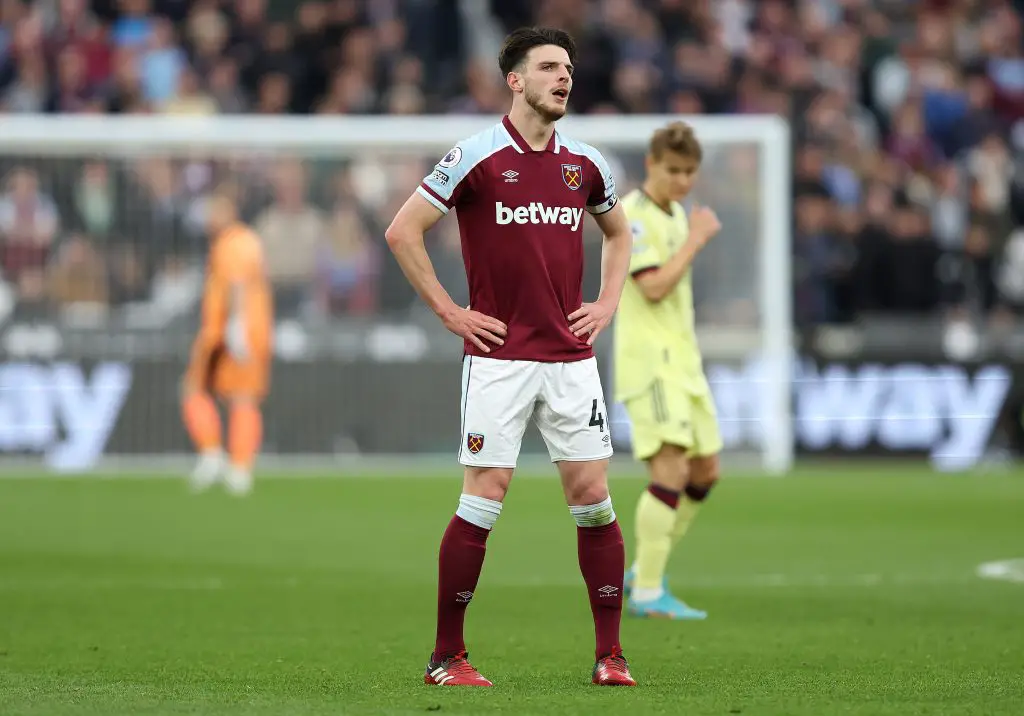 West Ham United make a lucrative new offer to Declan Rice amidst Manchester United interest. (Photo by Julian Finney/Getty Images)