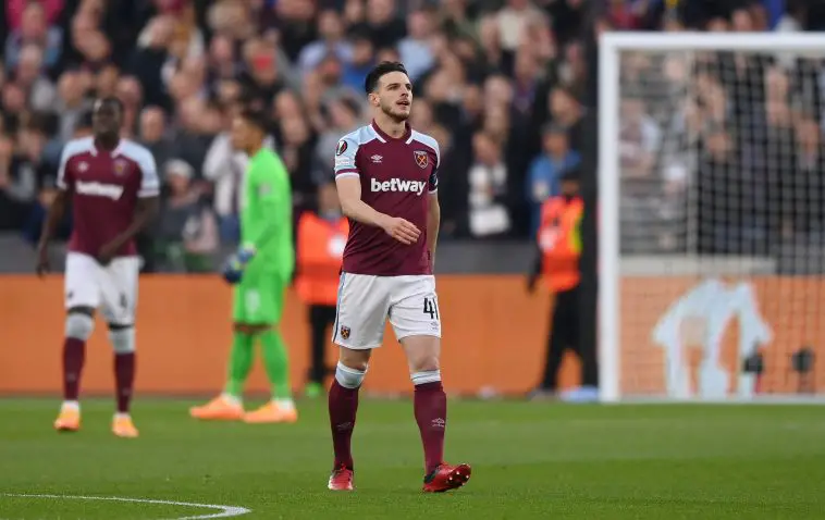 Declan Rice of West Ham United is on the radar of Man Utd. (Photo by Justin Setterfield/Getty Images)