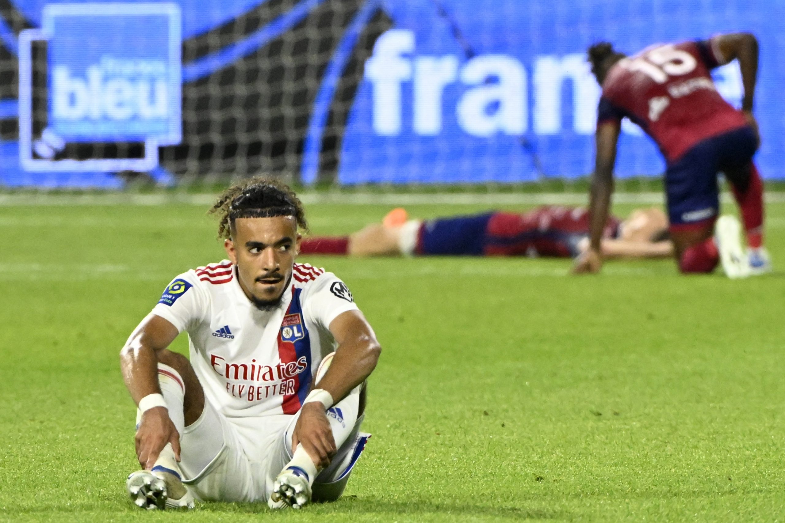 Lyon's Malo Gusto is a target for Manchester United. (Photo by THIERRY ZOCCOLAN/AFP via Getty Images)