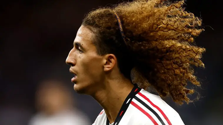 Hannibal Mejbri of Manchester United looks on during a pre-season friendly game. (Photo by Paul Kane/Getty Images)