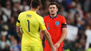 Harry Maguire and Nick Pope featured for England in the UEFA Nations League draw against Germany in September 2022.