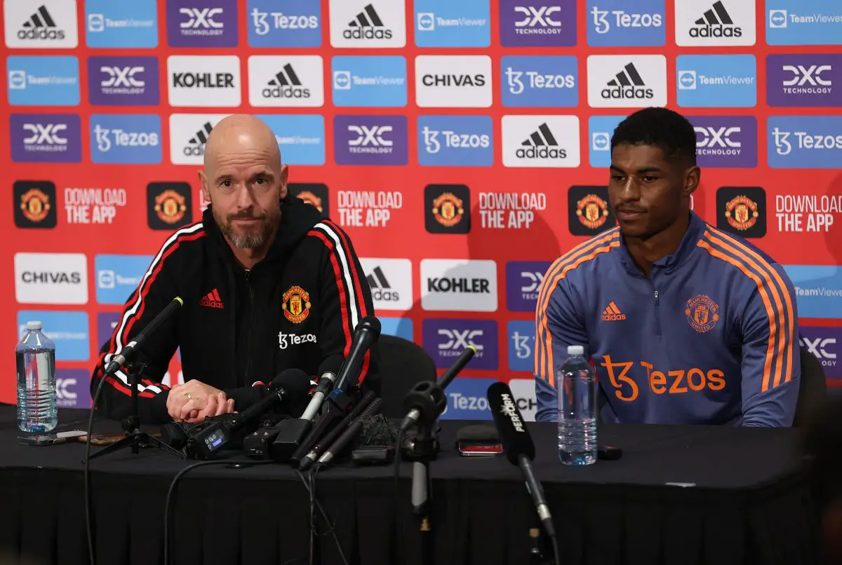 Erik ten Hag reveals being happy with Marcus Rashford.  (Photo by Robert Cianflone/Getty Images)