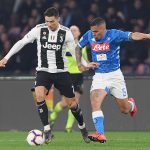 Allan of SSC Napoli vies with Cristiano Ronaldo of Juventus during a Serie A game.(Photo by Francesco Pecoraro/Getty Images)