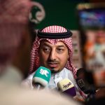 Saudi Football Federation chief, Yasser Almisehal, speaks to journalists following a press conference