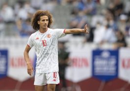 Hannibal Mejbri of Manchester United in action for Tunisia.