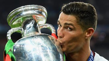 Cristiano Ronaldo won the UEFA Euros with Portugal in 2016.