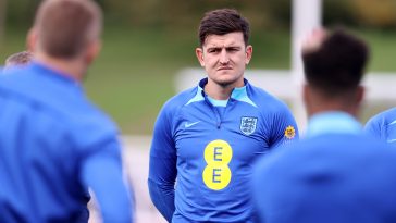 Harry Maguire in a training session for England.
