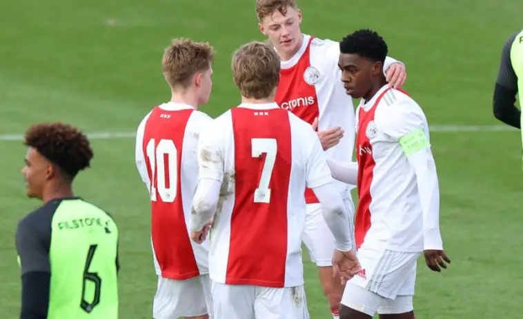 Amourricho van Axel Dongen (R) is one of the brightest prospects at Ajax's youth academy right now.