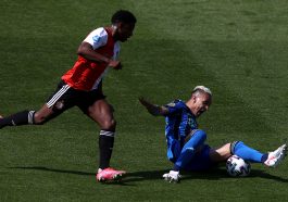Antony of Ajax battles with Feyenoord's Tyrell Malacia during their time in Eredivisie.