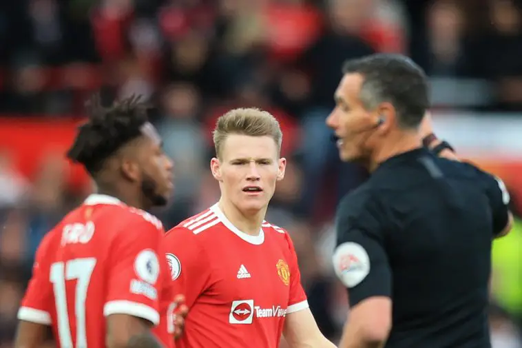 Scott McTominay in action for Manchester United against Leicester City.