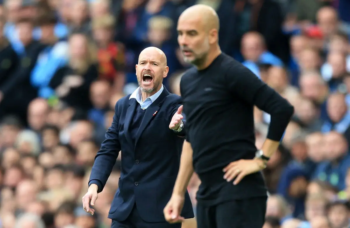Manchester City manager Pep Guardiola feels Manchester United getting back to their best under Erik ten Hag. (Photo by LINDSEY PARNABY/AFP via Getty Images)