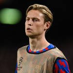 Frenkie de Jong warming up for Barcelona before the UEFA Champions League game against Inter Milan in October 2022. (Photo by David Ramos/Getty Images)