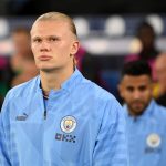 Erling Haaland walks out of the tunnel for Manchester City before a UEFA Champions League clash against Borussia Dortmund.
