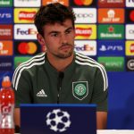 Matt O'Riley of Celtic speaks to the media during a Celtic Press Conference ahead of their UEFA Champions League group F match against Real Madrid at Lennoxtown Training Centre on September 05, 2022 in Glasgow, Scotland.