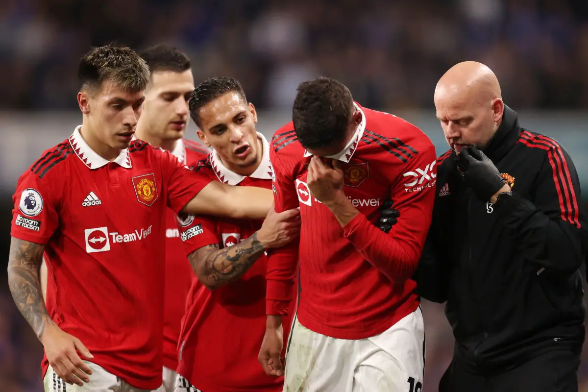 Raphael Varane leaves pitch in tears after picking up injury in Manchester United vs Chelsea. 