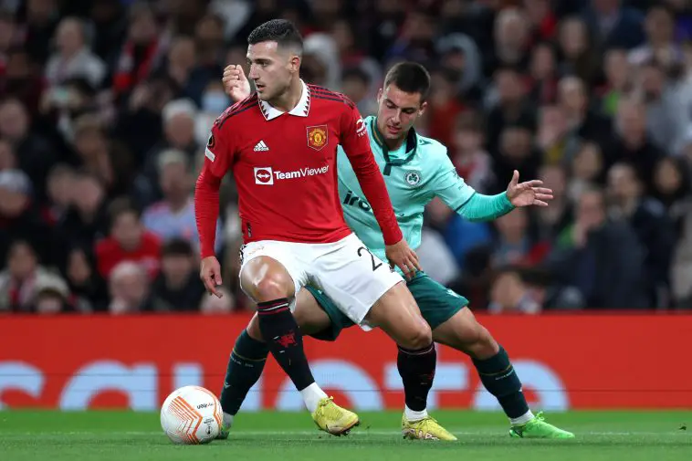 Diogo Dalot in action for Manchester United against Omonia.