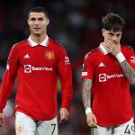 Cristiano Ronaldo and Alejandro Garnacho Ferreyra of Manchester United look on after their sides victory during the UEFA Europa League group E match between Manchester United and Sheriff Tiraspol at Old Trafford on October 27, 2022 in Manchester, England