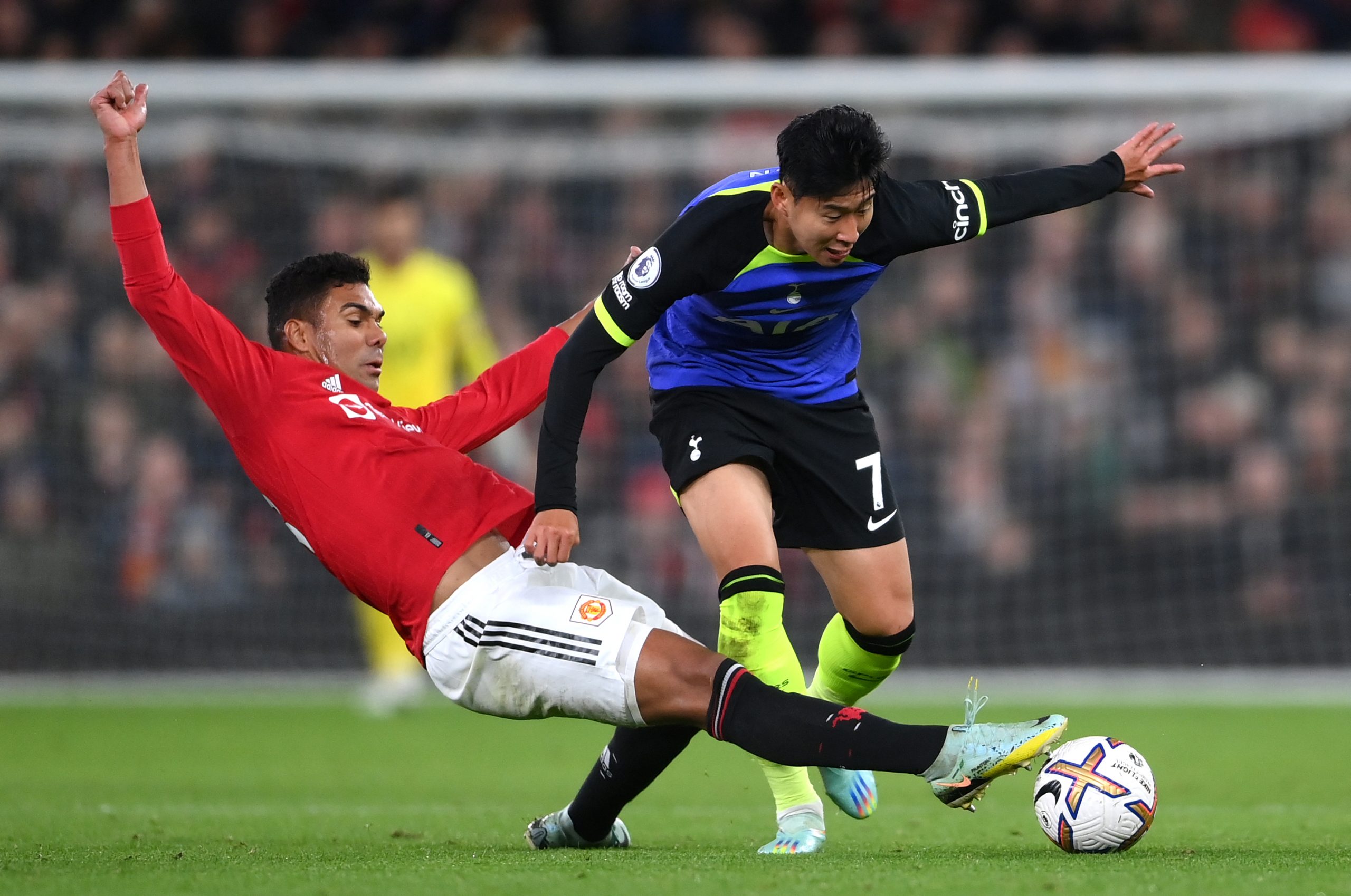 Casemiro in action for Manchester United. (Photo by Laurence Griffiths/Getty Images)