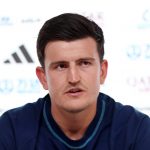 Harry Maguire of England speaks during the England Press Conference at the Main Media Center on November 24, 2022 in Doha, Qatar