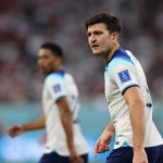Harry Maguire of England in action during the FIFA World Cup Qatar 2022 Group B match between England and IR Iran at Khalifa International Stadium on November 21, 2022 in Doha, Qatar