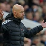 Manchester United's Dutch manager Erik ten Hag gestures on the touchline during the English Premier League football match between Aston Villa and Manchester Utd at Villa Park in Birmingham, central England on November 6, 2022