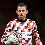 Manchester United's Slovakian goalkeeper Martin Dubravka reacts during the warm up prior to the English Premier League football match between Manchester United and Tottenham Hotspur at Old Trafford in Manchester, north west England, on October 19, 2022.
