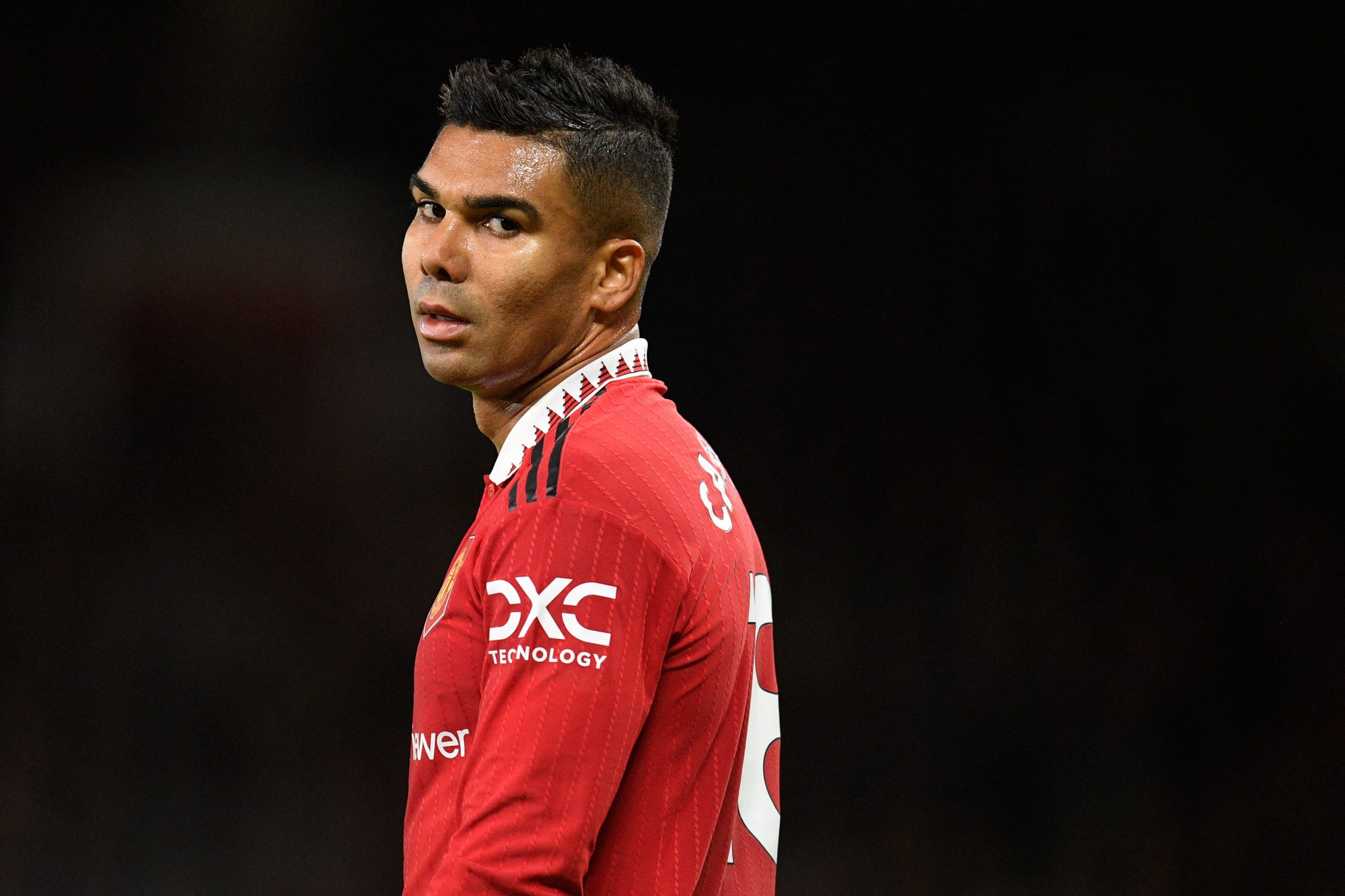 Manchester United's Brazilian midfielder Casemiro looks on during the English Premier League football match between Manchester United and West Ham United at Old Trafford in Manchester, north-west England, on October 30, 2022